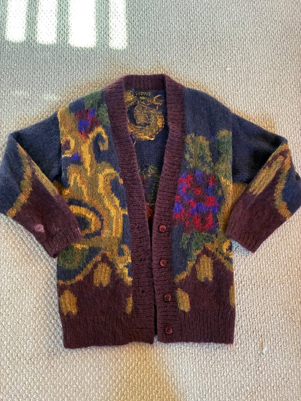 Vtg 90s Classiques Entier Sz S Mohair MultiColor Cardigan Oversized long